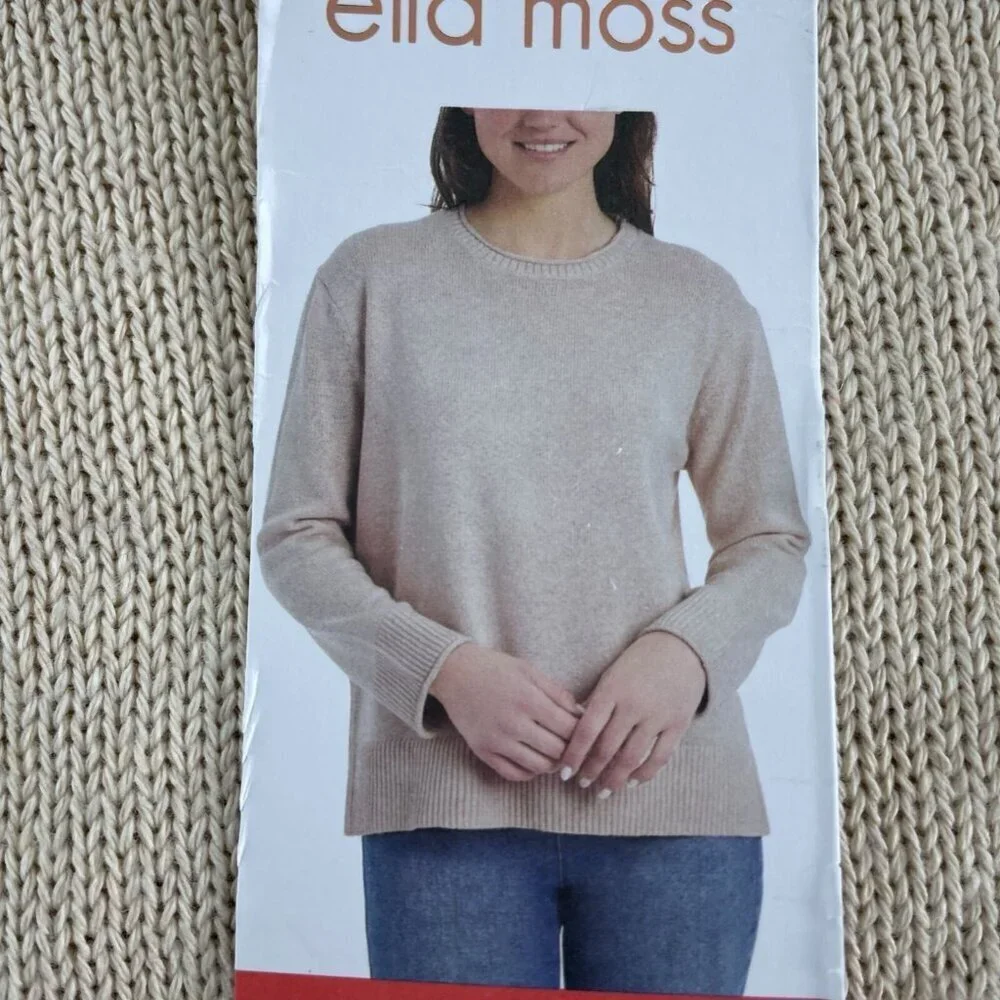 Ella Moss Beige Crewneck Sweater M Womens NWT 1764 - Picture 1 of 8